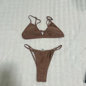 Minimalist Brown Triangle Bikini Set